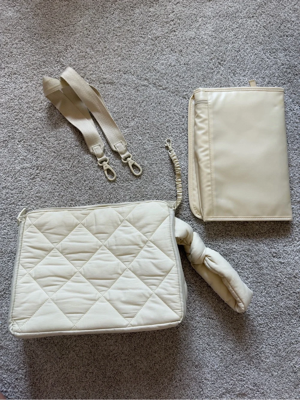 Beis x Elsa - Quilted Diaper Clutch in cream.